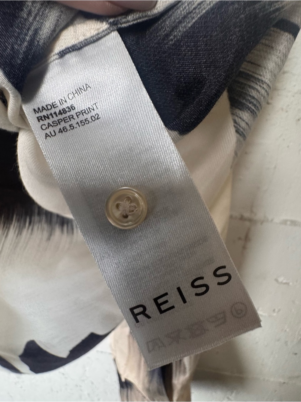 Reiss Casper Print Blouse glacier print ivory contemporary art US 10 UK 14 Avant - Picture 3 of 8
